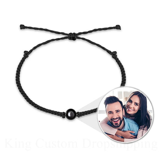 Projection Photo Circle Bracelet Personalized Stainless Steel Custom Pet Photo Couples Bracelets Mothers Day Gift