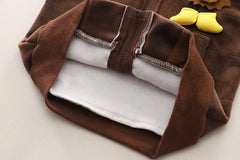 Baby Boys Clothing Set Autumn Winter Cartoon Lion Fleece Thick Hooded Jacket Coat Pants 3Pc Suit for 1-4 Years Kids Warm Outfits