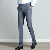 Gray Business Trousers for Men Tight Social Tailoring Man Suits Pants Fabric