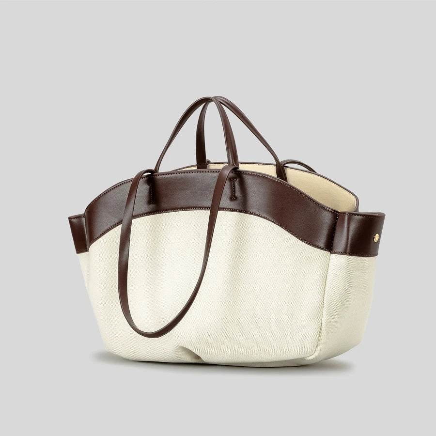 fashion large capacity basket bag casual canvas patchwork women shoulder bags