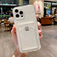 Shockproof Clear Soft Card Holder Wallet Case For iPhone 15 14 11 Pro Max 13 12 Mini XS XR 7 8 Plus Photo Pocket Silicone Cover