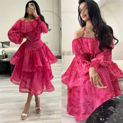 Homecoming Dresses: A-line PartyLayered Flowers Chiffon Occasion Evening Gown