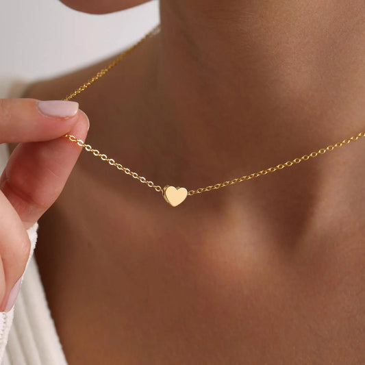 LUXUKISSKIDS Fashion Collier Simple Heart Girls Pendant Necklace Small Love Shape Stainless Steel Hearts Clavicle Choker Jewelry