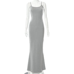 Maxi Dress Spring Satin Slip Sleeveless Slim Party
