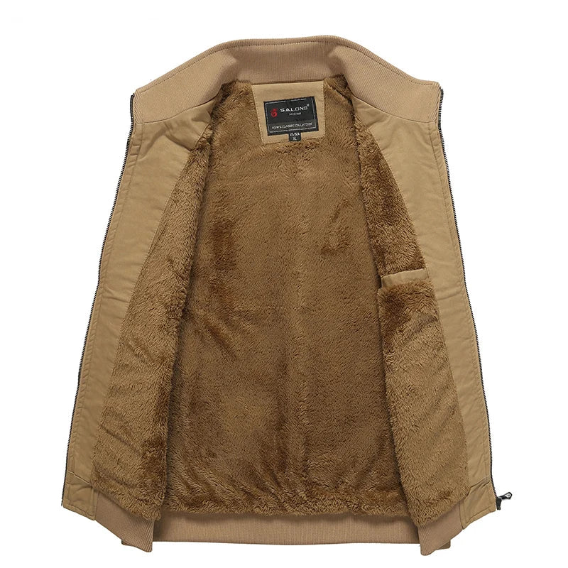 Winter plush and thickened casual vest men's jacket loose shoulder stand up collar