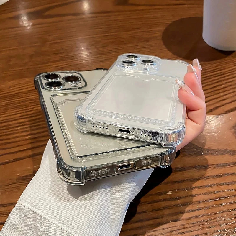 Phone Case For iPhone 15 14 13 12 11 Pro Max X XS Clear Wallet Silicone Shockproof Back Cover