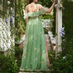 Homecoming Dresses: Wedding Party Dress A Line High Split V Neck Ruffled Prom Dress