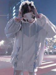 90s Harajuku Kawaii Pullover Fairycore Bandage Sweatshirt Y2k Aesthetics Grunge