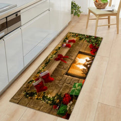 Christmas Kitchen Floor Mat Home Entrance Doormat Decor Bathroom Anti-Slip Foot Pad