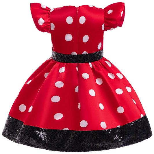 0-6 Year Old New Children's Birthday Party Girl Princess Dress Performance Party Bow Dot Girl Elegant Evening Dress