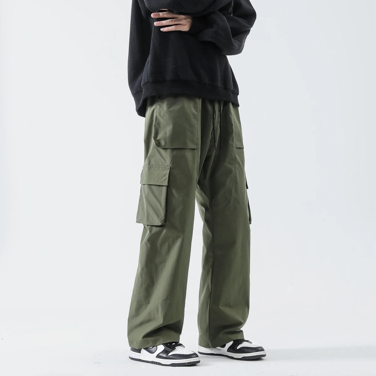 Streetwear Hip Hop Joggers Cargo Pants Men Multi-Pocket Elastic Waist Harem Trousers