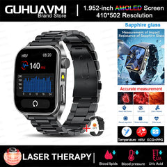 2025 Laser Treatment Three High SmartWatch 1.95" Sapphire Curved Screen ECG+PPG Blood fat Uric Acid Health Diagnosis Smartwatch