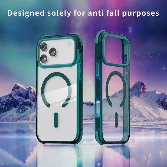 iPhone 17 pro max acrylic mobile phone case tpe suitable for high permeability 17 airbag anti-drop magnetic case green