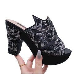 Womens Comfortable Heels: Green Wedding Shoes Girls Fashion Sequin Sandals