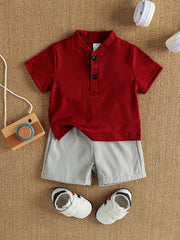 2PCS Infant Baby Boy Clothes Set White Short Sleeves T-shirt Shorts Summer Daily Casual Outfit for Toddler Suits