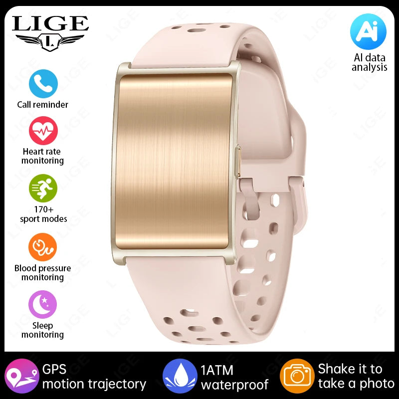 LIGE AI Health Smart Bracelet Fitness Tracker Men Women Sleep Tracking Smart Watch Heart Rate Stress Blood Pressure Monitor Band