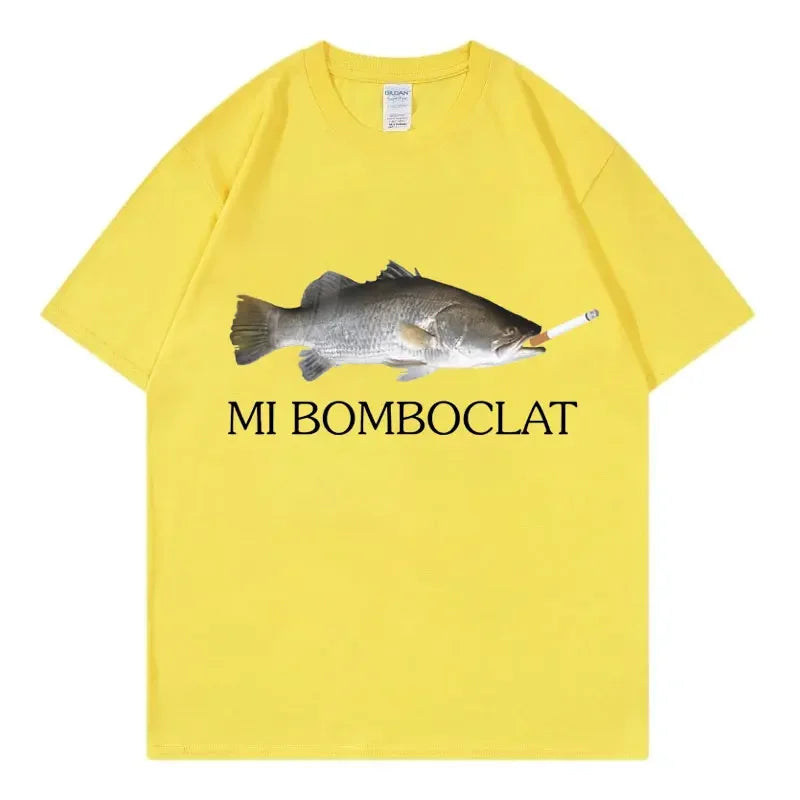 Funny Bomboclat Fish Meme T-shirt High Street Fashion Trend Y2k Short Sleeve T-shirts Women Harajuku Vintage Style T Shirts
