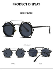 OEC CPO Steampunk Round Sunglasses Women Men 2023 Metal Mesh Personality Sun Glasses Female Eyewear Goggle UV400 Shades Oculos