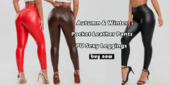 Winter Black Leather Leggings Women Skinny Push Up High Waist Legging Pockets
