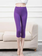 Women Leggings Short Trousers Solid Black Gray Green Pant Candy Color Fitness