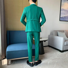 Beach Wedding Outfit Men: Men's Suit Set with Belt Decoration, Casual Two-Piece Suit