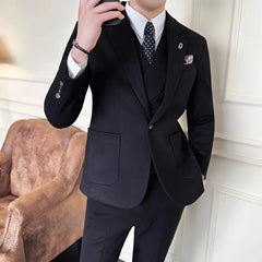 Tuxedo for Mens: Men Leisure Boutique Thickened Woolen Slim Suit Pants Vest 3 Pcs