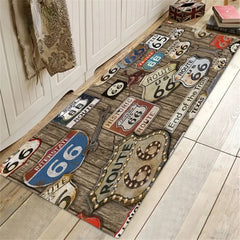 Route 66 Design Kitchen Floor Mat Entrance Doormat Home Decor Carpet for Living Room