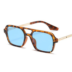 Sunglasses Female Vintage Hollow Leopard Blue Oculos De Sol Woman