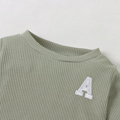 Autumn and winter baby boy cute fashion sports style A-line embroidery design long sleeved round neck top and pants set