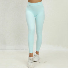 Seamless Yoga Sets Sports Fitness High V Waist Peach Hip-lifting Skinny Running