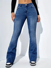 Elegant Women Flare Stretch Moustache Jeans Skinny Bell Bottom High Waist Denim