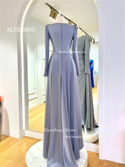 Homecoming Dresses: Long Sleeves O-Neck Evening Dresses Women Prom Gowns