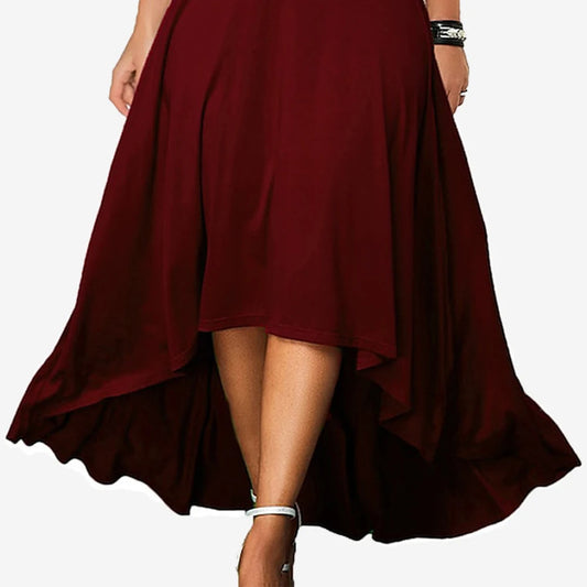 Womens V Neck Cold Shoulder Midi Dress Ladies Cocktail Xmas Party Gown