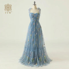 Evening wear Dresses: Party Dress Prom Dress Blue Adjustable Straps Shiny Love