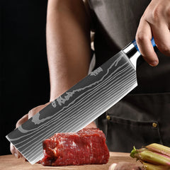 1-8 Piece Kitchen Knife Set, Blue Resin Handle for Chef Knife, Paring Knife