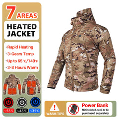 Winter Heated Jacket 7 Zone USB Electric Heating Jacket Washed Warm Jacket Man