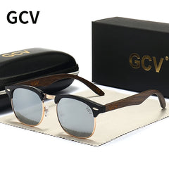 Sunglasses Men Women Polarized UV400 Protection Semi-Rimless Retro Eyewear