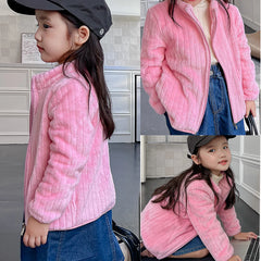 Jackets for Girls Children's Zipper Coats Baby Fleece Warm Soft Outwear Kids Coat
