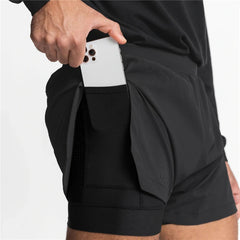 Men's 2-in-1 Summer Running Shorts Breathable Quick-Dry Basketball Training