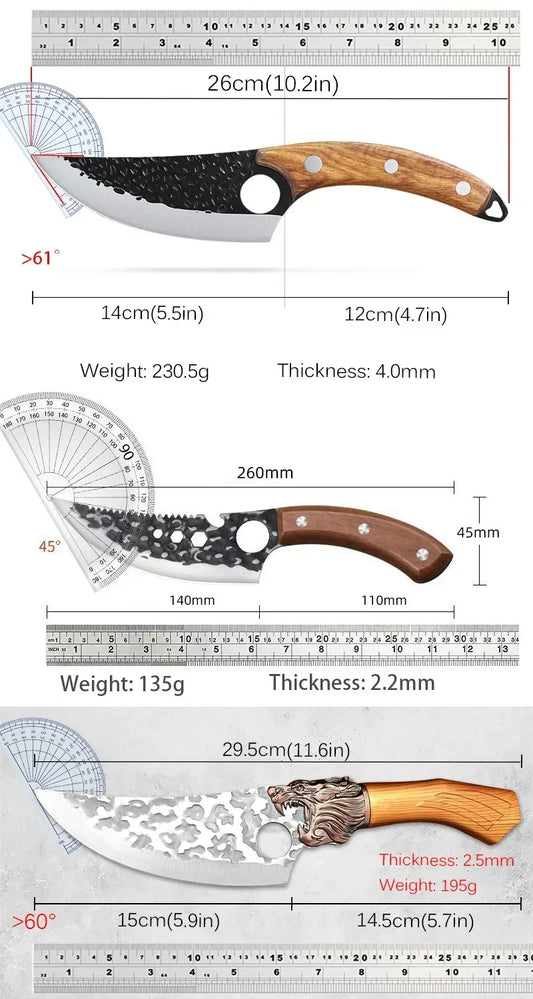 Sharp Chef Meat Cleaver Butcher Boning Knife Stainless Steel Slicing Meat Fish Fruit