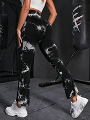 Women's Seamless Tie Dye Flared Leggings High Waisted Tummy Control Workout