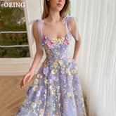 Homecoming Dresses: Prom Dresses With Spaghetti Straps Pastoral 3D Flowers