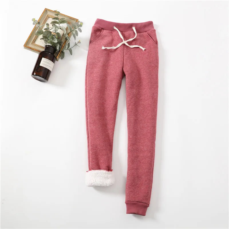 Lucyever Winter Thicken Plush Sweatpants Women Elastic Waist Warm Harem