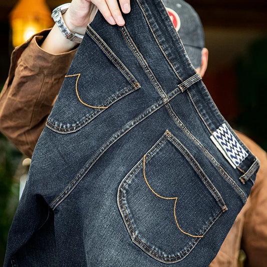 Maden Vintage Denim Washed Straight Leg Jeans for Men Casual Baggy Pants