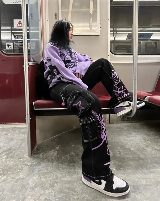 Y2K baggy Jeans trend jeans men women models printed casual streetwear hip hop