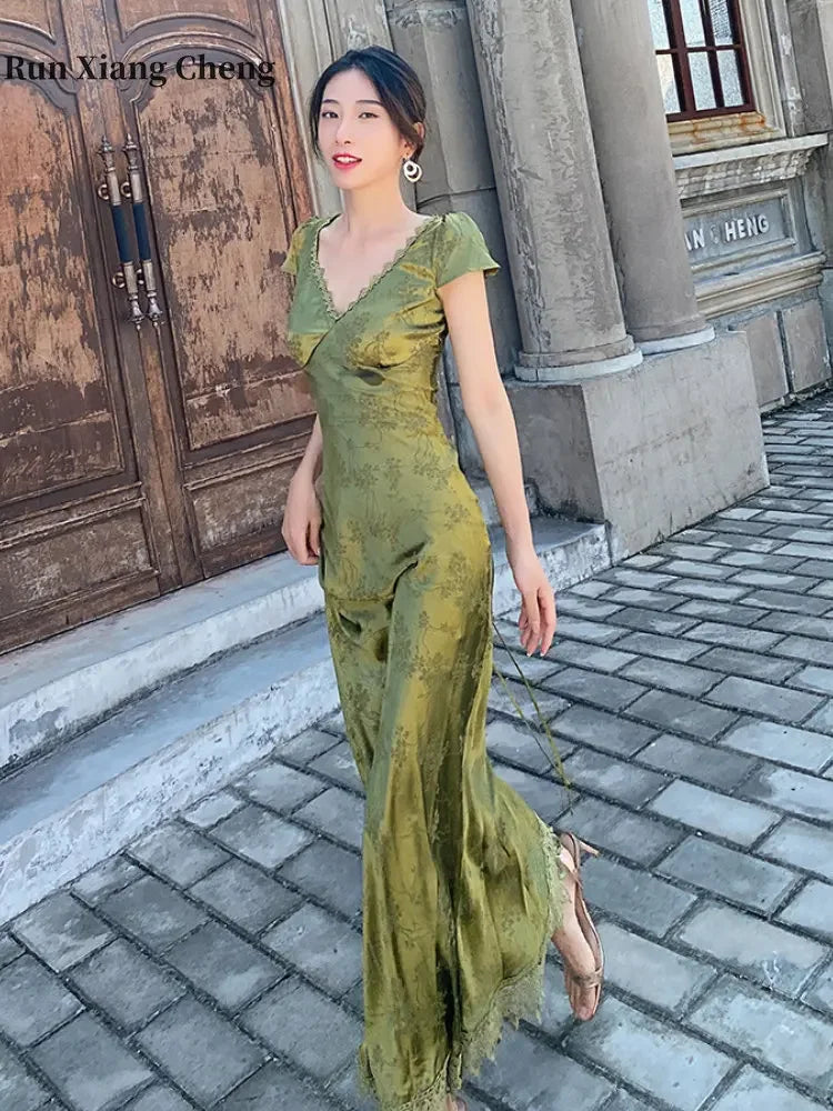 Evening wear Dresses: Women's Long Dress Turquoise V-neck Backless