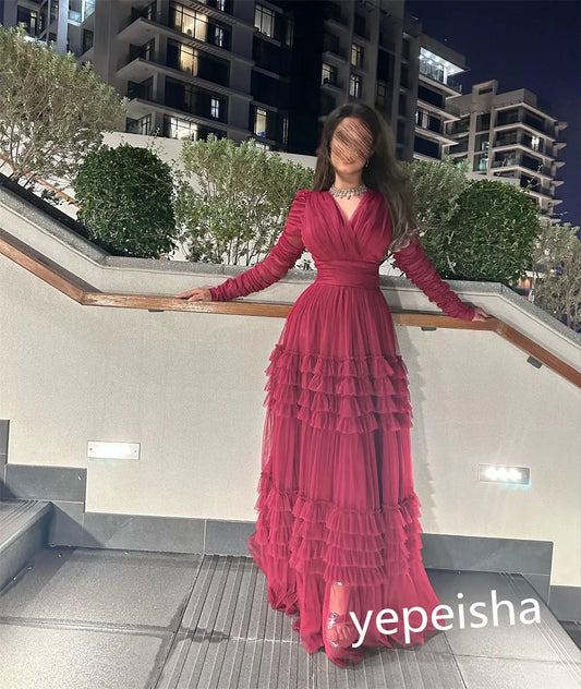 Homecoming Dresses: Elegant V-neck A-line Floor Length Evening Dress