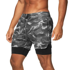 Running Shorts Men 2 In 1 Double-deck Quick Dry GYM Sport Shorts Fitness Jogging
