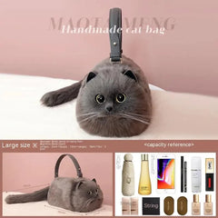 Lolita Plush Cute Cat Bag Women Harajuku Animal Circular Fur Soft Kawaii