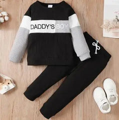 2PCS Clothes Set Kids Boy Fashion Color Block Long Sleeve Top+Pant Spring and Autumn Clothing Outfits for Toddler Boy 1-4 Years